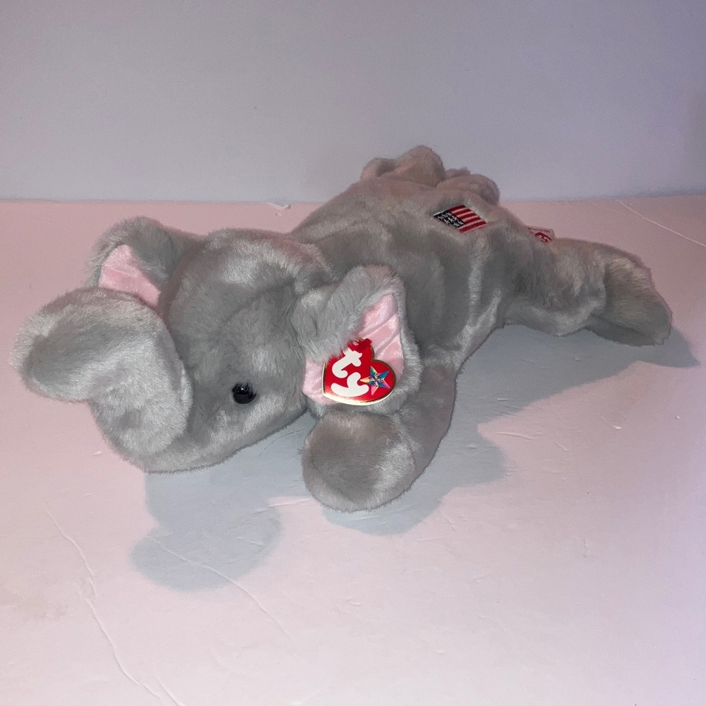 Vintage 2000 “Righty” Ty Plush Elephant with Pink Ears 18”‎ Political - American